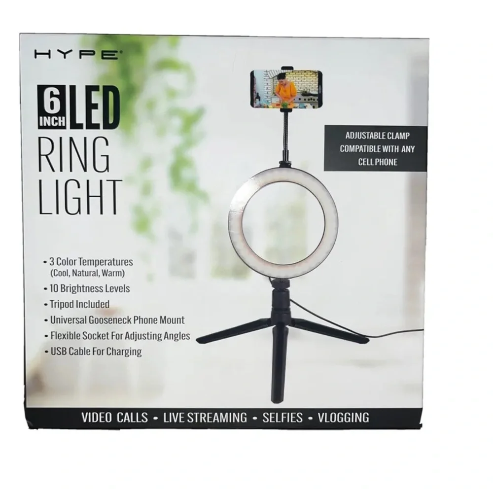 Selfie Video Calls Live Streaming Vlogging LED Ring Light Tripod W/ 10 Levels